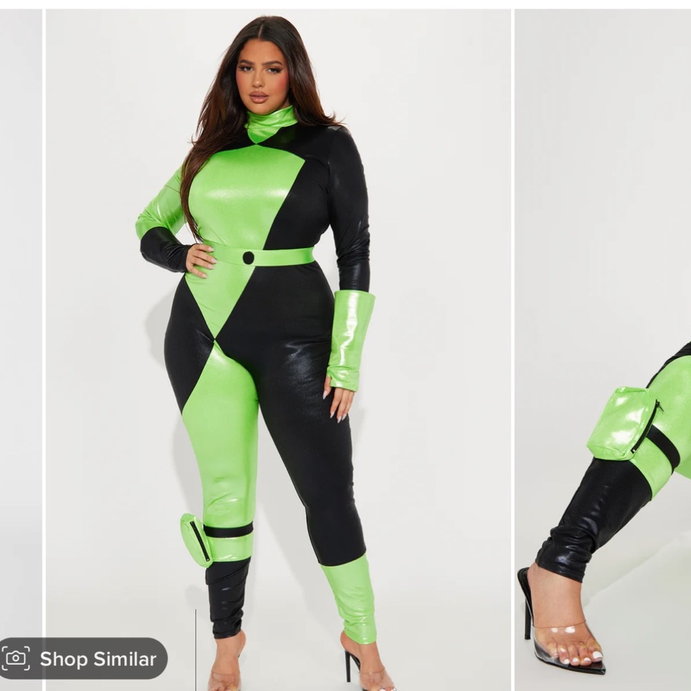 NWT Green Flame Hottie 4 Piece Costume Set - Green/combo 1X/2x